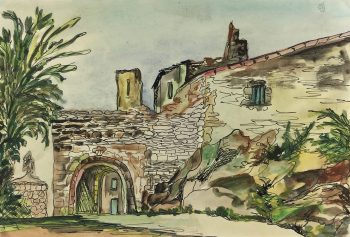 Provence, France Original Art - Ink/Watercolor - Provence, c.1960