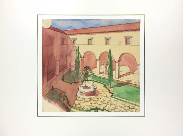 Provence, France Original Art - Cour Intérieur, Beaux-Arts, c.1930