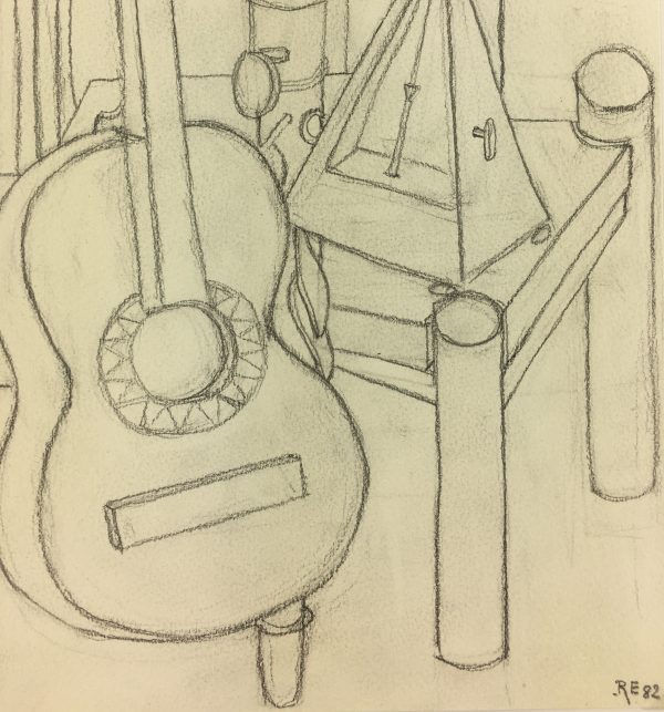 Performance Original Art - Pencil - Guitar, 1982