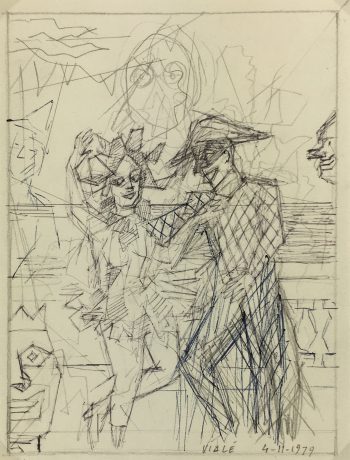 Performance Original Art - Harlequin, Albert Vialé, 1979