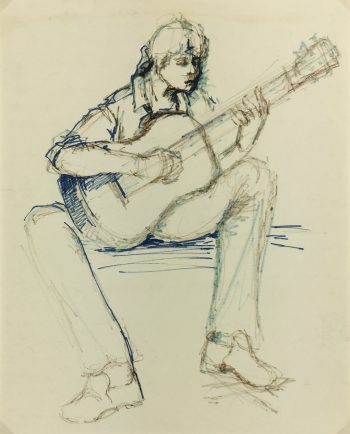 Performance Original Art - Drawing  - Guitar Player, c.1980