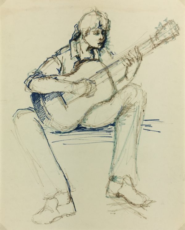 Performance Original Art - Drawing  - Guitar Player, c.1980