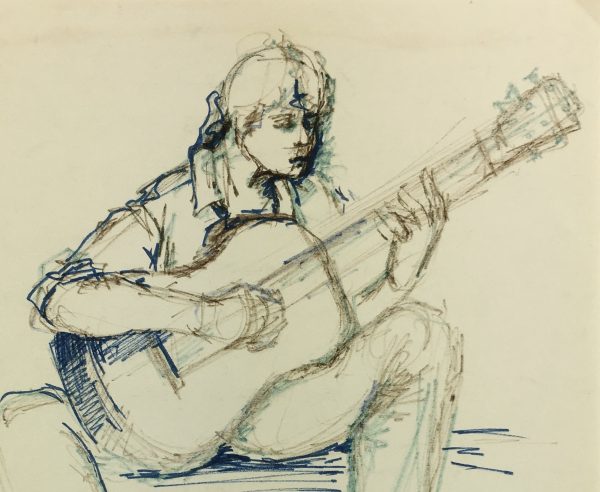 Performance Original Art - Drawing  - Guitar Player, c.1980