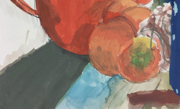 Still Life Original Art - Red Kettle, French, c.1990