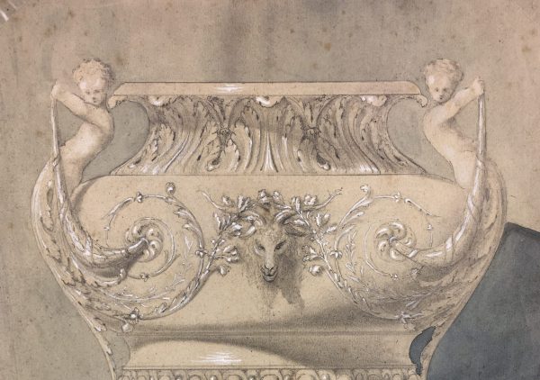 Still Life Original Art - Watercolor Etude - Urn, c.1880