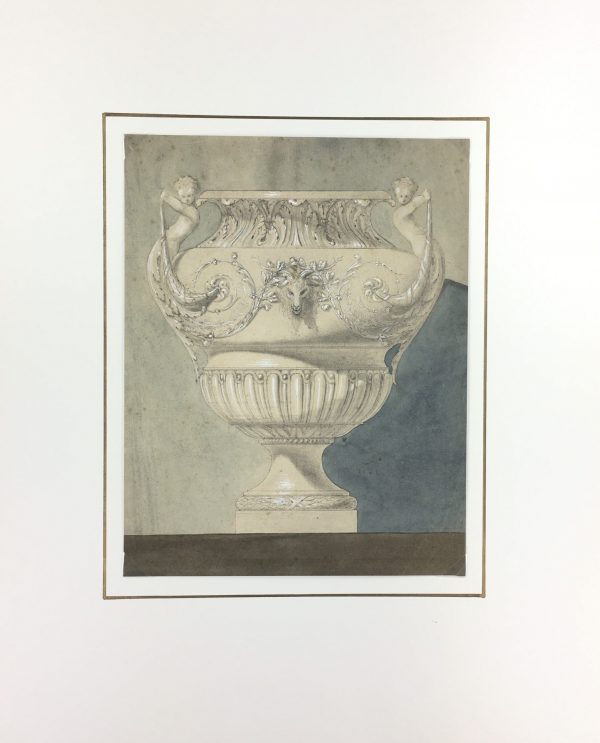 Still Life Original Art - Watercolor Etude - Urn, c.1880