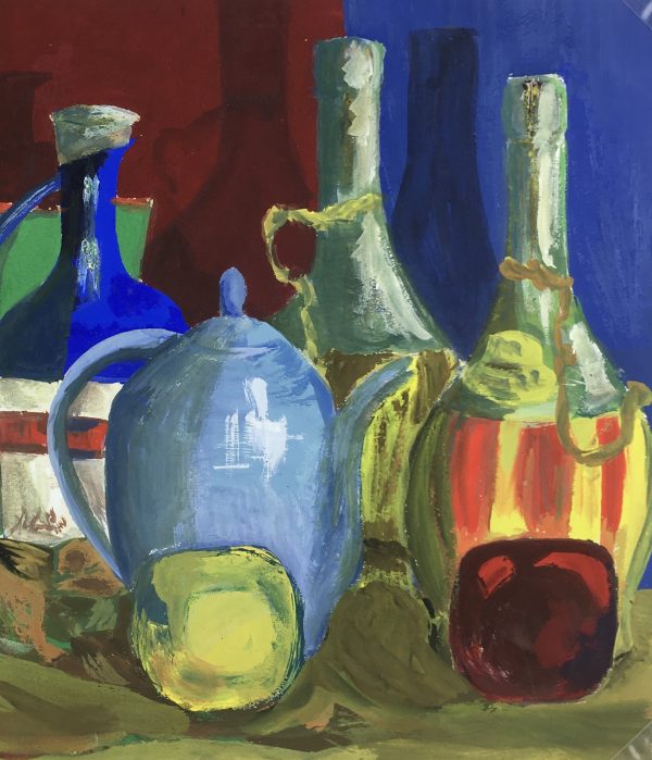 Still Life Original Art - Wine Bottles, French, c.1950