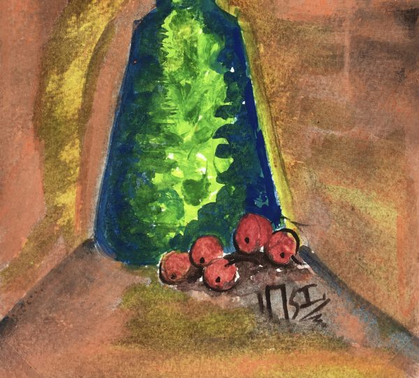 Still Life Original Art - Bottle and Cherries, Armando Sanchez (Merida0, 2012