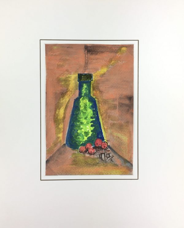 Still Life Original Art - Bottle and Cherries, Armando Sanchez (Merida0, 2012