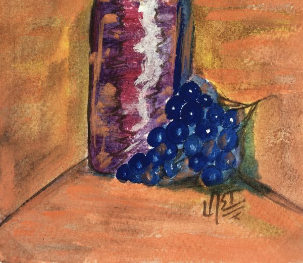 Still Life Original Art - Bottle and Grapes, Armando Sanchez (Merida0, 2012