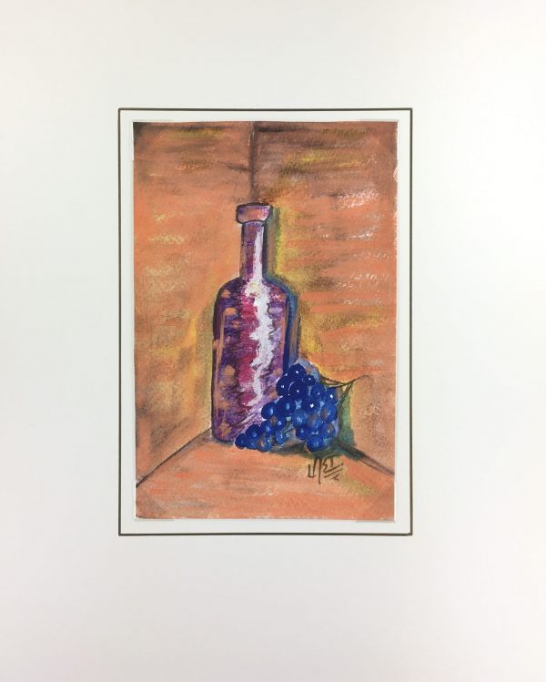 Still Life Original Art - Bottle and Grapes, Armando Sanchez (Merida0, 2012