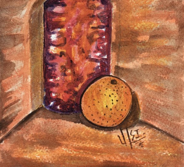Still Life Original Art - Bottle and Orange, Armando Sanchez (Merida0, 2012