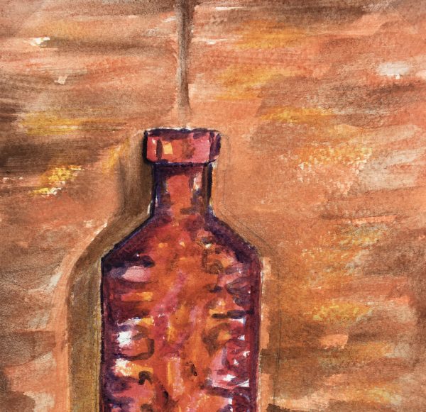 Still Life Original Art - Bottle and Orange, Armando Sanchez (Merida0, 2012