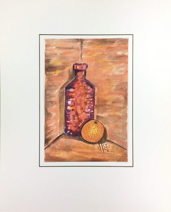 Still Life Original Art - Bottle and Orange, Armando Sanchez (Merida0, 2012