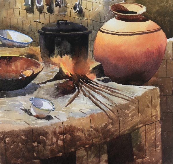 Still Life Original Art - Kitchen, Tinto, Peru, 2012