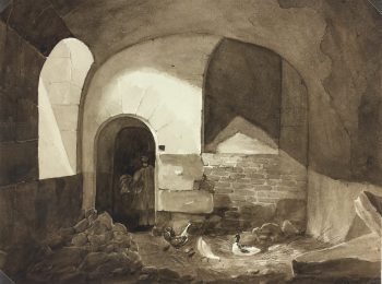 World Original Art - Ink Wash - Vaulted Room, c.1830