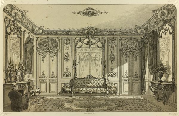 Architecture Print - French Interior, Lemercier, Salon, 1862