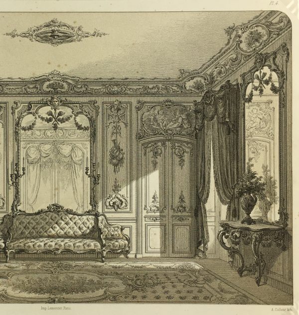 Architecture Print - French Interior, Lemercier, Salon, 1862
