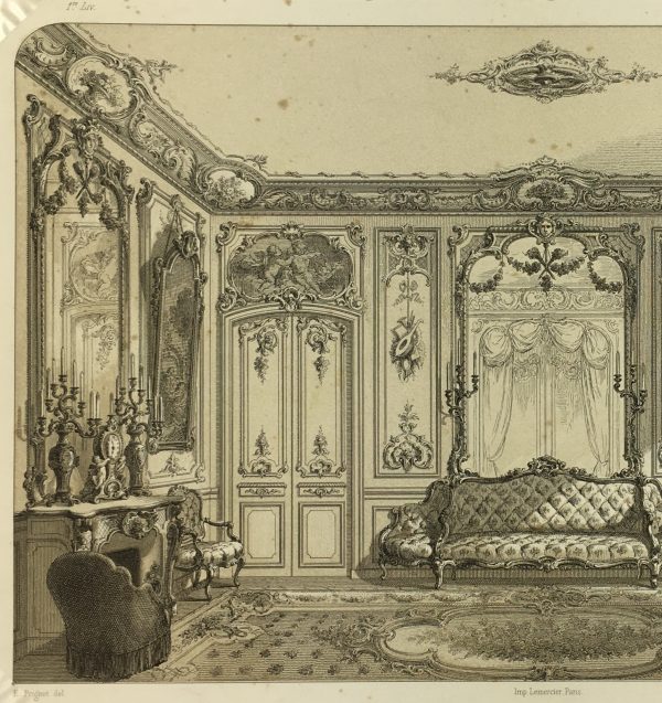 Architecture Print - French Interior, Lemercier, Salon, 1862