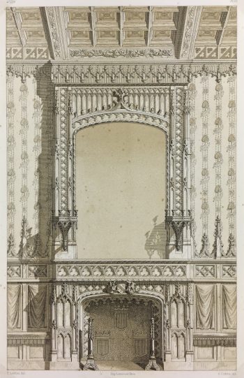Architecture Print - French Interior, Lemercier, Fireplace, 1862