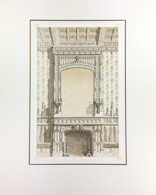 Architecture Print - French Interior, Lemercier, Fireplace, 1862