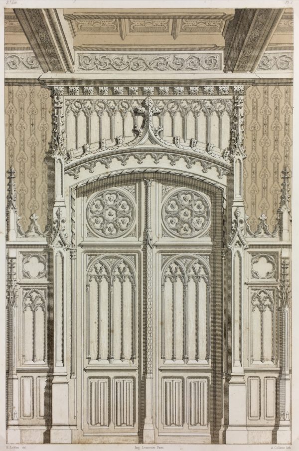 Architecture Print - French Interior, Lemercier, Doorway, 1862