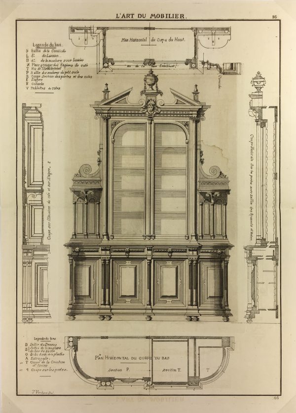 Architecture Print - Furniture Styles, French, J. Verchère, 1873