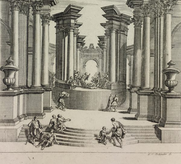 Architecture Print - Temple Sermon, Bodenehr, c.1720