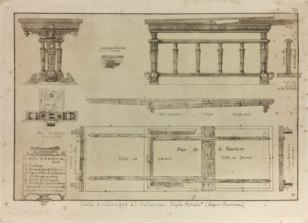 Architecture Print - Furniture Styles, French; J. Verchère, 1873