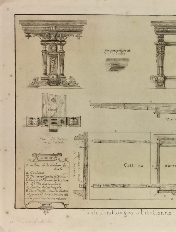 Architecture Print - Furniture Styles, French; J. Verchère, 1873