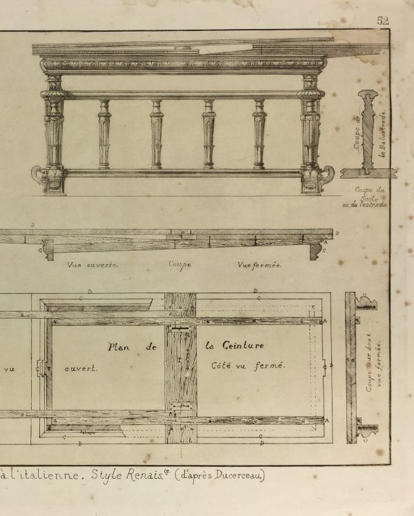 Architecture Print - Furniture Styles, French; J. Verchère, 1873