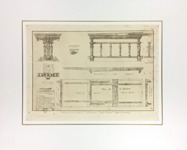 Architecture Print - Furniture Styles, French; J. Verchère, 1873