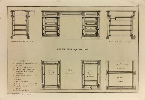 Architecture Print - Furniture Styles, French; J. Verchère, 1873
