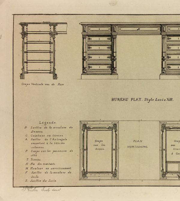 Architecture Print - Furniture Styles, French; J. Verchère, 1873