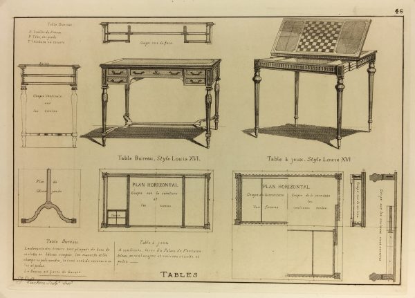 Architecture Print - Furniture Styles, French; J. Verchère, 1873