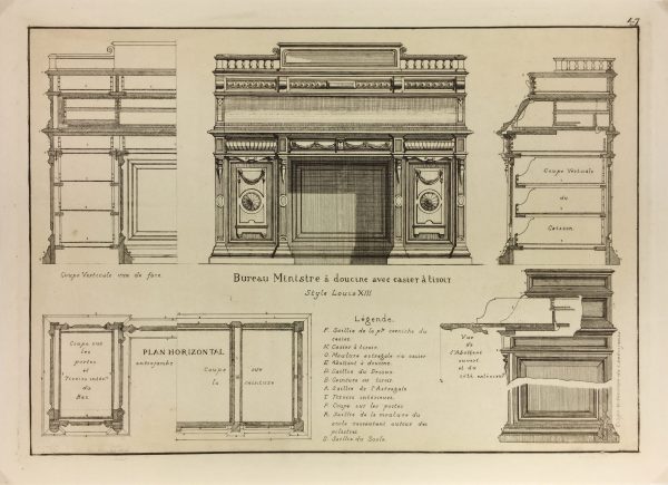 Architecture Print - Furniture Styles, French; J. Verchère, 1873