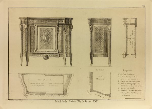 Architecture Print - Furniture Styles, French; J. Verchère, 1873