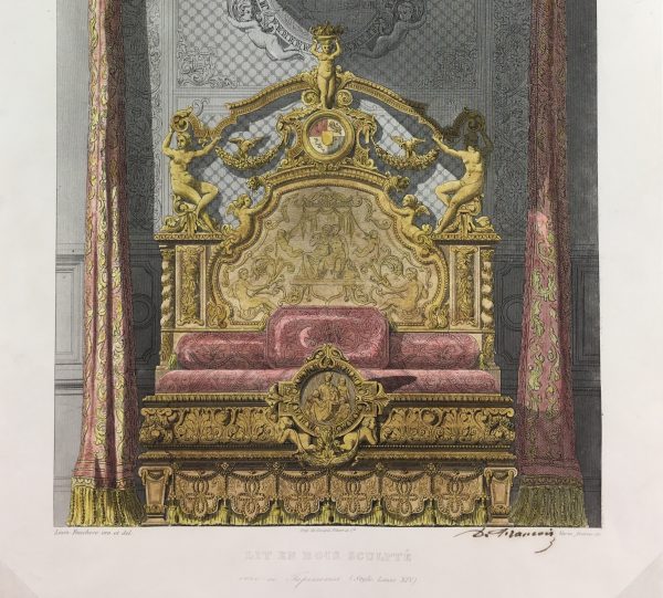 Architecture Print - Bed Louis XIV, Leon Feuchere, 1892