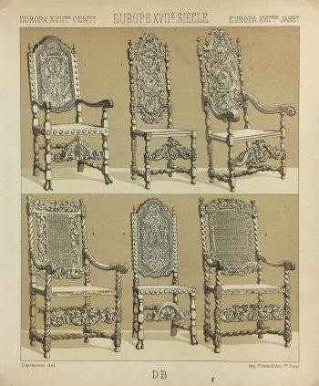 Architecture Print - Chairs, Racinet, 1885
