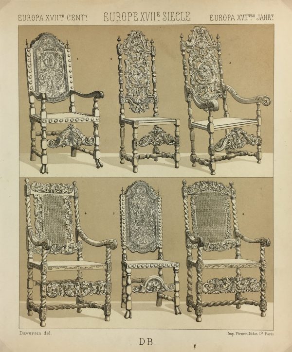 Architecture Print - Chairs, Racinet, 1885