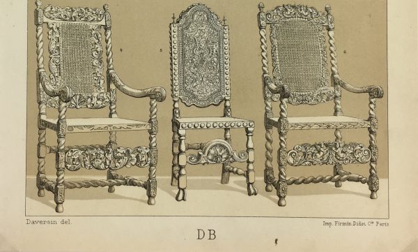 Architecture Print - Chairs, Racinet, 1885
