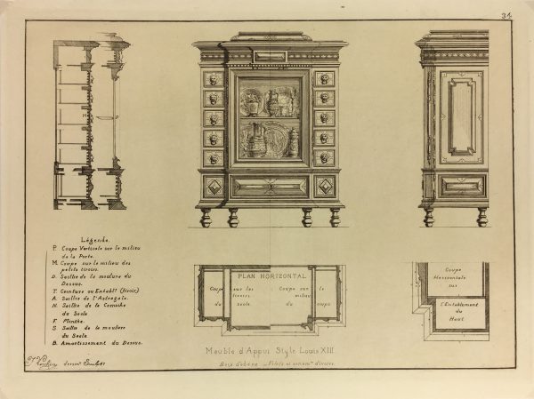 Architecture Print - Furniture Styles, French; J. Verchère, 1873