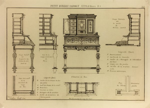 Architecture Print - Furniture Styles, French; J. Verchère, 1873