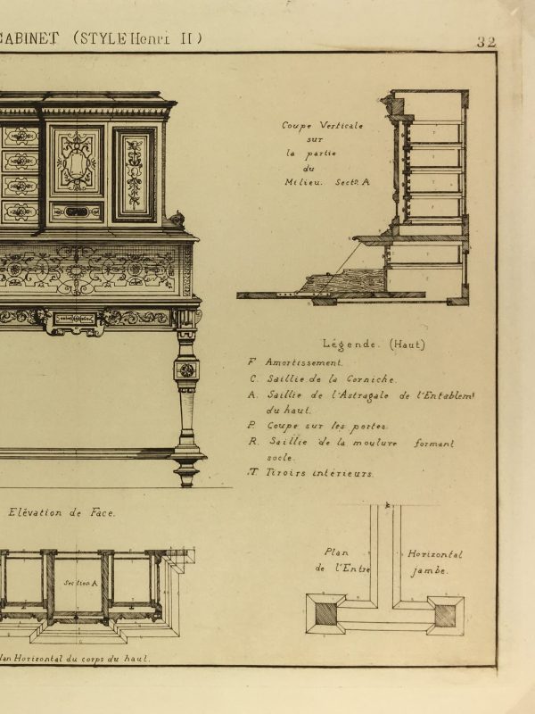 Architecture Print - Furniture Styles, French; J. Verchère, 1873
