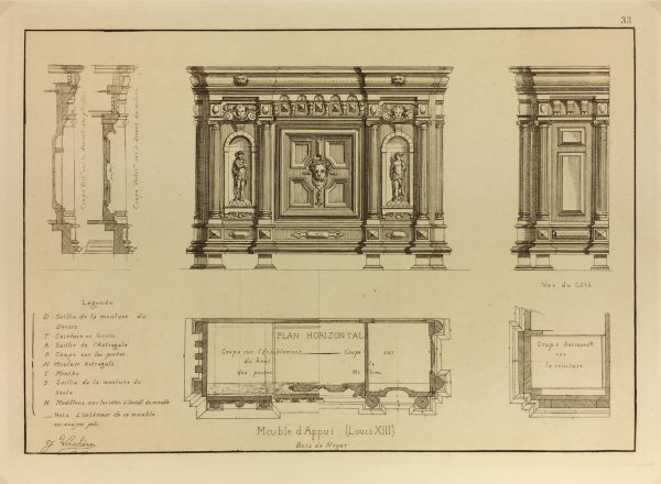 Architecture Print - Furniture Styles, French; J. Verchère, 1873