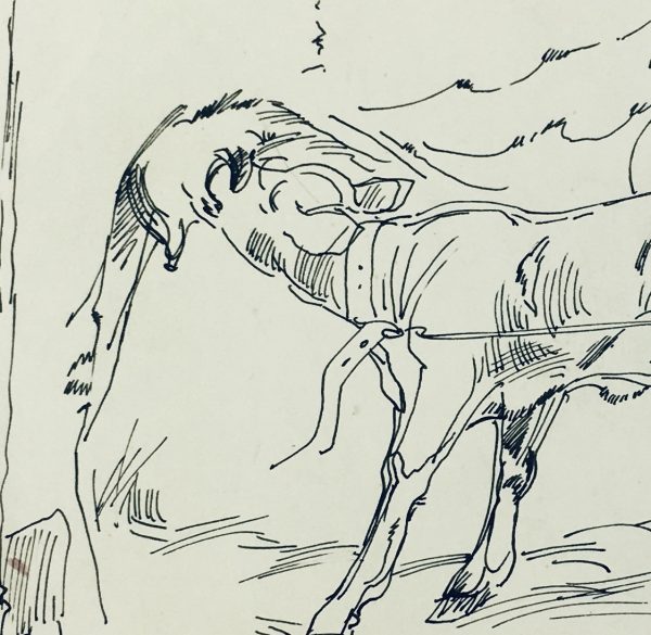 Animals Cattle Original Art - Milking Calf, Kei MItsuuchi (1948-01), 1990