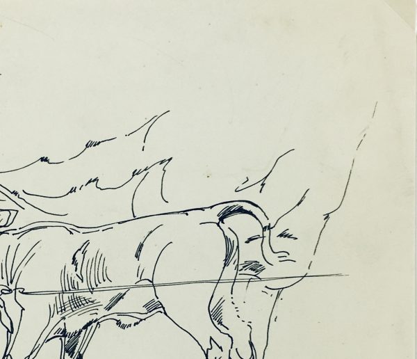 Animals Cattle Original Art - Milking Calf, Kei MItsuuchi (1948-01), 1990