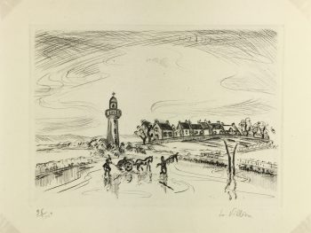 Engravings & Etchings Original Art - Salins, E. La Villéau, c.1950