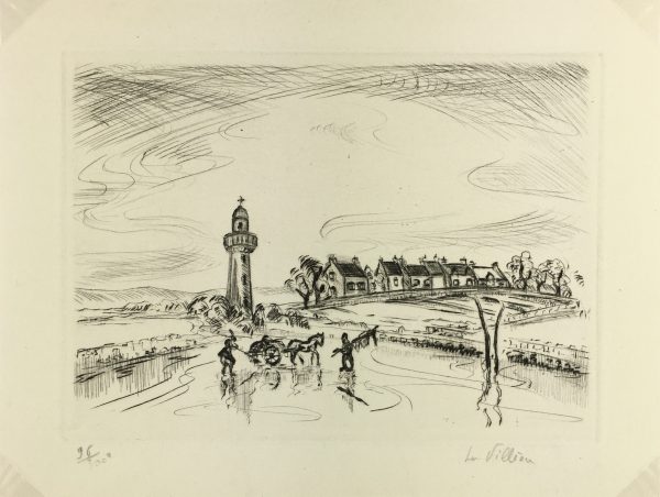 Engravings & Etchings Original Art - Salins, E. La Villéau, c.1950