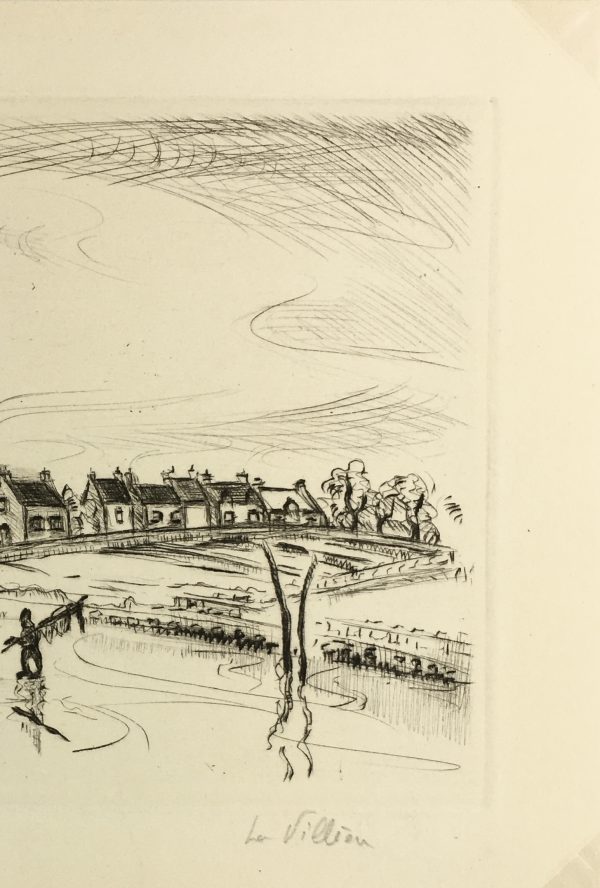 Engravings & Etchings Original Art - Salins, E. La Villéau, c.1950